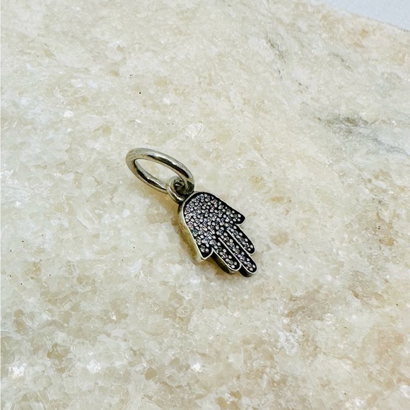 EUC Pandora 791307CZ Sterling Silver Symbol of Protection Hamsa Hand Dangle Bead - Picture 11 of 14
